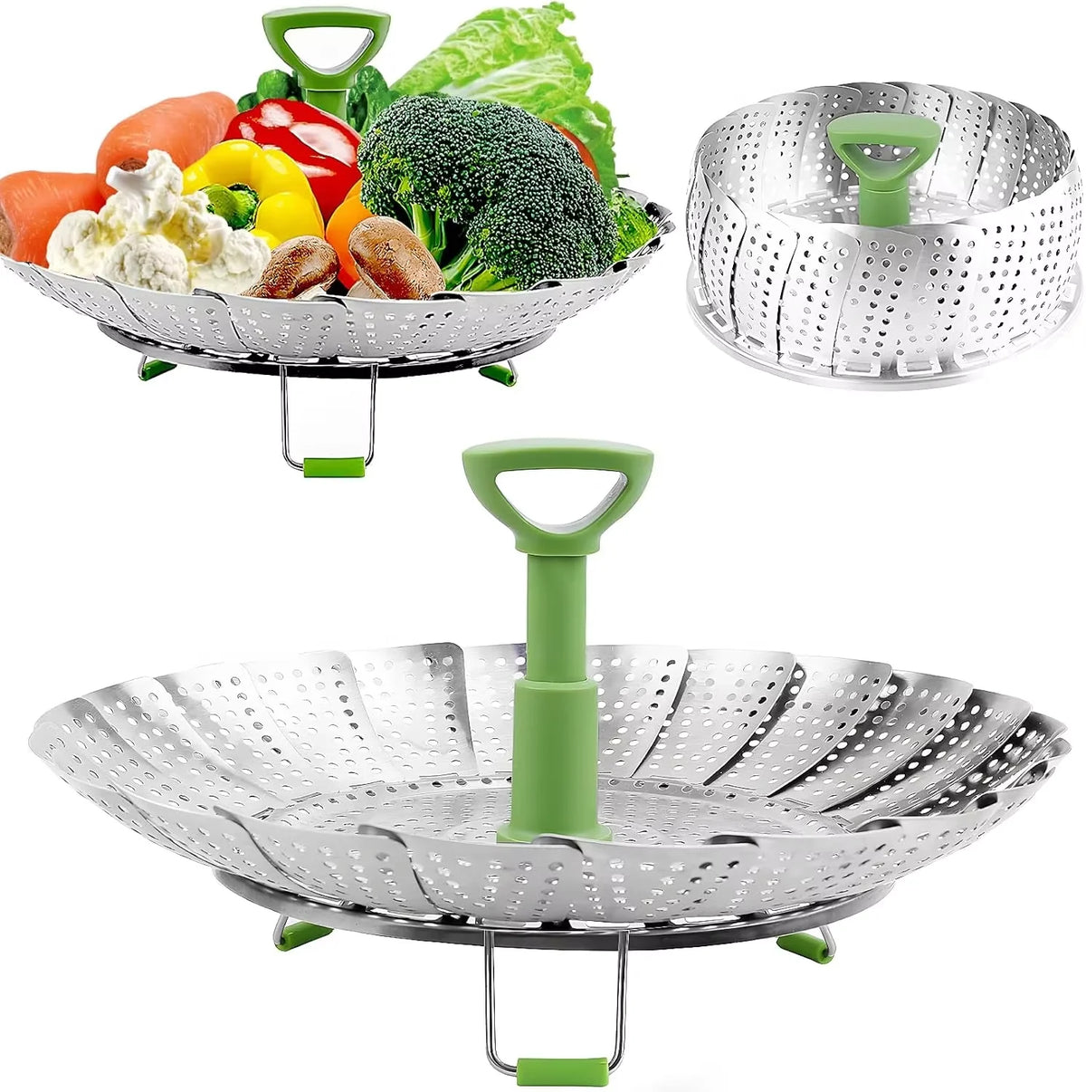 Vaporera Plegable de Acero Inoxidable - Cocina al Vapor en Cualquier Olla