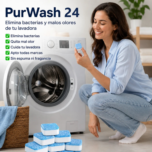 (2x1) - PurWash 24 Pastillas para Limpiar tu Lavadora