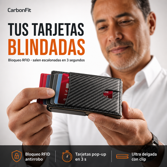 Billetera de Fibra de Carbono - Tarjetas Blindadas, Bolsillo Liviano