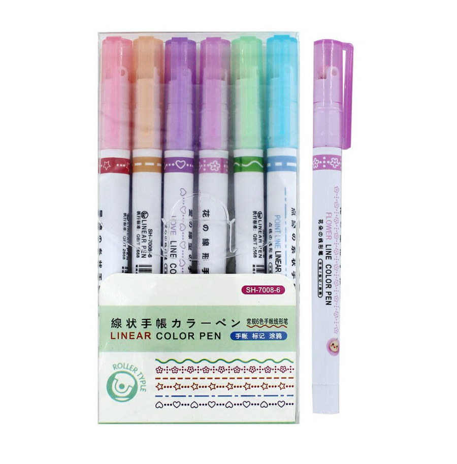 Marcadores Rodillo x6 - Bordes Perfectos en Un Solo Trazo
