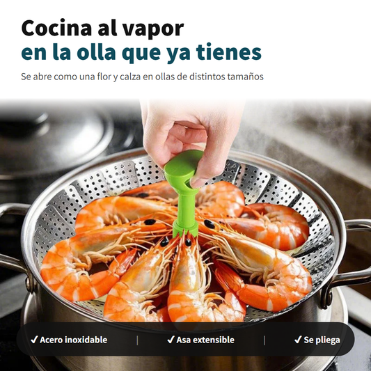 Vaporera Plegable de Acero Inoxidable - Cocina al Vapor en Cualquier Olla