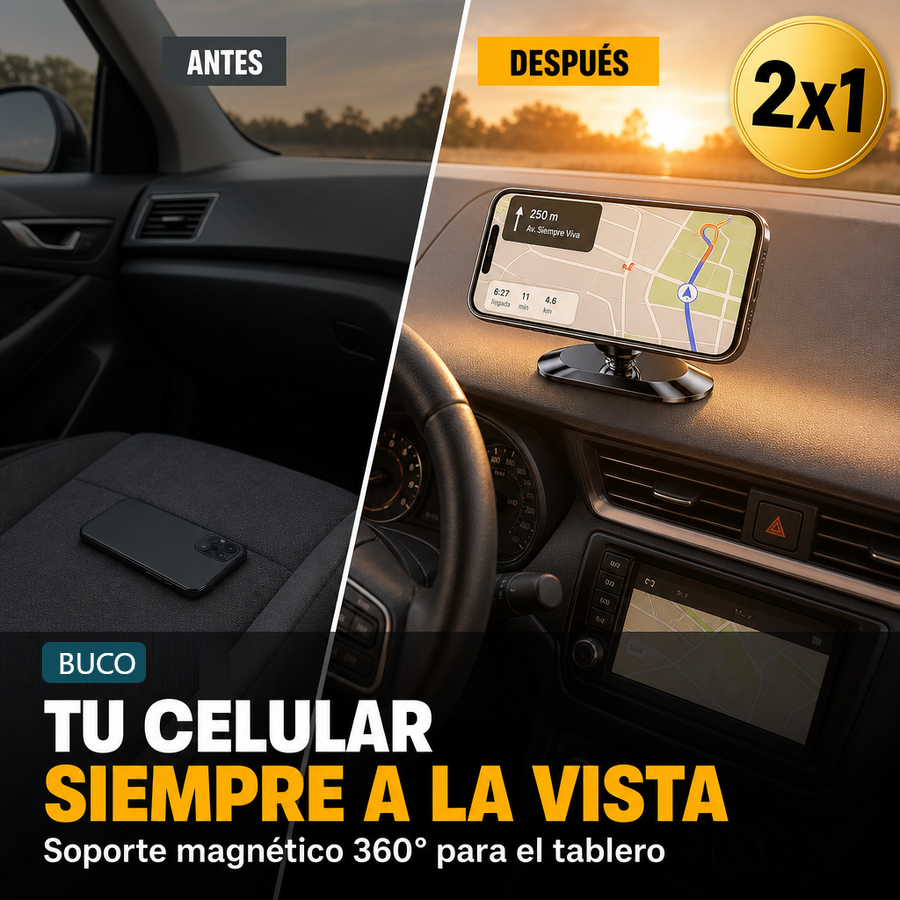 Soporte Magnético 360° 2x1 - Tu Celular Fijo en Cada Curva