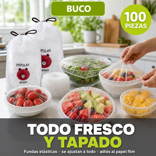 Fundas Elásticas para Alimentos – 100 Piezas – Todo Fresco y Tapado