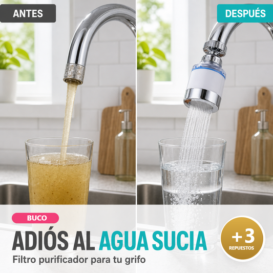 Filtro Purificador de Grifo + 3 Repuestos - Agua Limpia y Sin Sarro